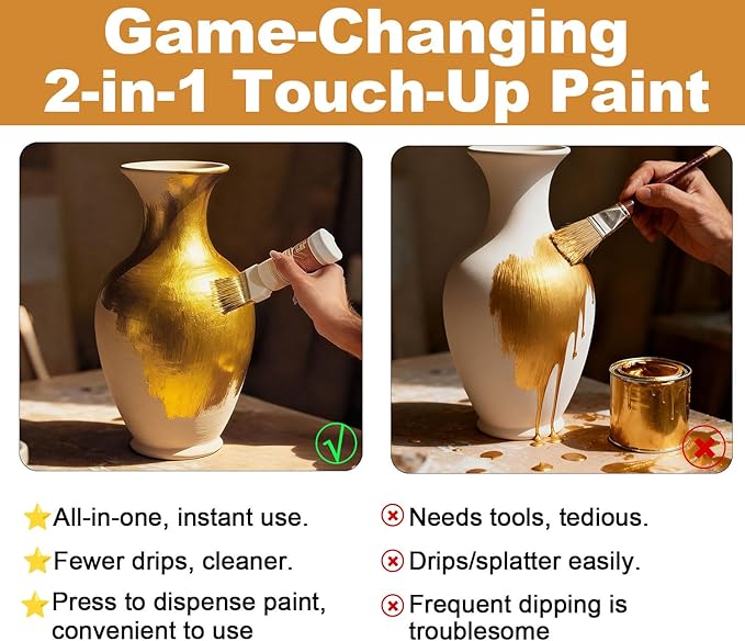 Liquid Gold Paint 6.35 Fl Oz, Non-Fading Gold Paint Finish for Art, Canvas Painting, Wood Decor, Clay Crafts