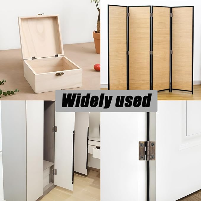 8 Pcs 22mmx24mm / 0.87" x 0.94" Bronze Mini Hinges, 1 Inch Solid Brass Folding Butt Hinge, Cabinet Hinge for Jewelry Box, Drawer Cabinet Furniture