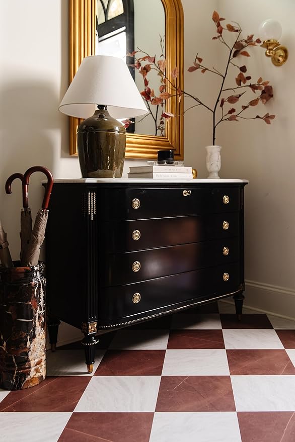 FloorPops x Chris Loves Julia Bonneville Oxblood Peel and Stick Floor Tiles, FP6333