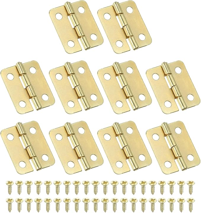 PATIKIL Small Butt Hinges 3/4 Inch, 10 Pack Mini Jewelry Box Hinge with Screw for Jewelry Wooden Boxes Cabinet Drawer Doors Gate, Gold