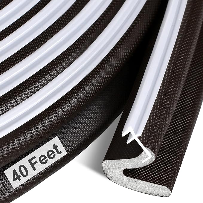 40 Feet Door Weather Stripping, Kerf Weather Stripping for Doors with Groove, Kerf Door Seal for Large Gap and Easy Installation(40, Brown)