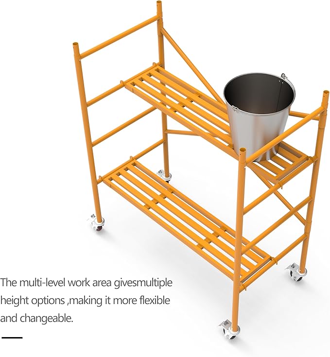 Rolling Scaffold Platform with Locking Wheels, 800 LBS Capacity Heavy Duty Baker Style Scaffolding for Construction, Building Renovation, Roofing, Painting