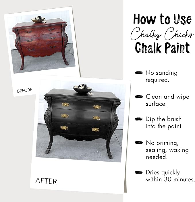 Chalky Chicks 32 Fl Oz Matte Pumpkin Pie (Orange) Chalk Paint for Furniture Without Sanding - No Prep Furniture Paint No Sanding All in One for Crafts, Wood, Walls, Cabinet, Metal, Dresser, Farmhouse