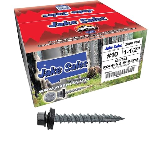 Metal Roofing Screws: (2000) 10 x 1-1/2" Black Hex Head Sheet Metal Roof Screw. Self Starting Metal to Wood siding Screws. EPDM Washer. Colored Head