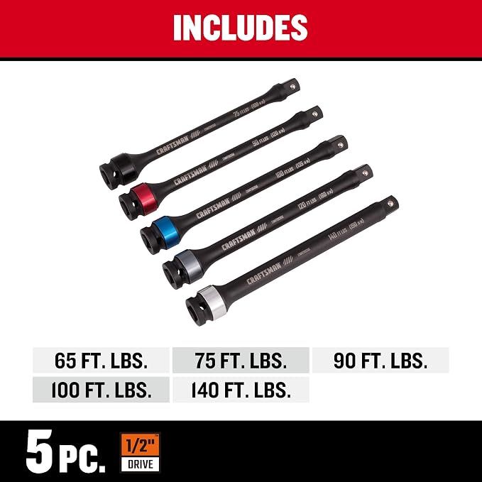 CRAFTSMAN Torque Extension, Automotive, 5-Piece Set (CMMT98356)