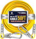 Tie Out Cable for Large Dogs, Dog Runner for Yard, Heavy Duty Swivel Hooks Lead Holds Break Strength of 1000lbs, Steel Wire Chain Dog Leash Cable for Yard (Yellow 50FT)