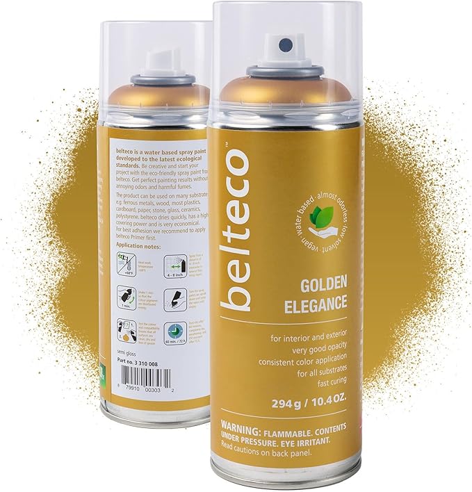 Gold Spray Paint | For All Surfaces | Water-Based & Odorless | Eco-Friendly | Weather & UV Resistant | Fast-Drying | High Coverage | Indoor & Outdoor Use | Antique Gold Spray Paint for Plastic