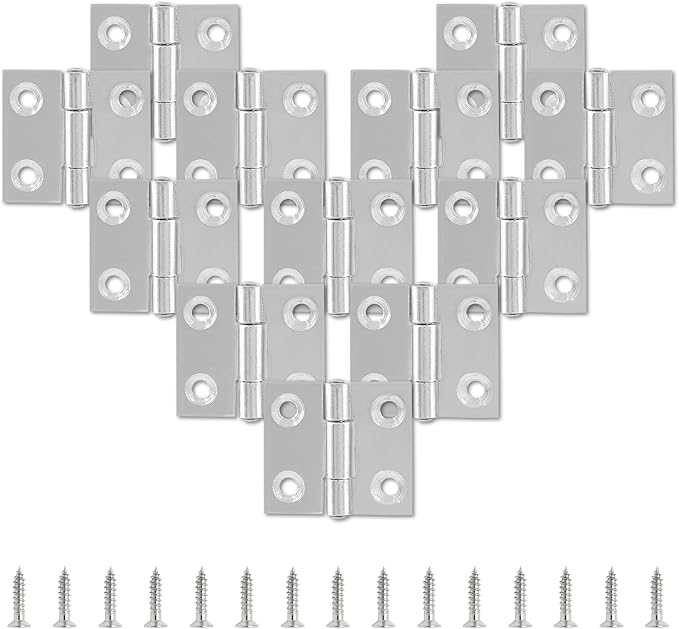 12pcs 1 Inch Butt Hinges, Stainless Steel Cabinet Hinges, Small Door Hinges Window Hinge, Folding Box Hinges for Jewelry, Wooden, Chest Box (Chrome)