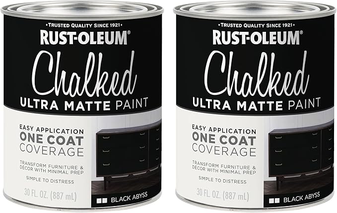 Rust-Oleum Black Abyss Chalked All-in-One Ultra Matte Paint | One Coat Coverage | No Primer, Sanding, Or Topcoat Needed | Easy Clean Up | Made in USA | 30 OZ | 2 Pack
