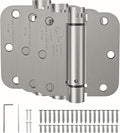 HOSOM Self Closing Door Hinges 3.5 Inch Spring Loaded Hinges Adjustable Tension for Interior Door, UL Listed, for Left and Right Hand Door, 5/8'' Radius Corners, Brushed Nickel, 3 Pack