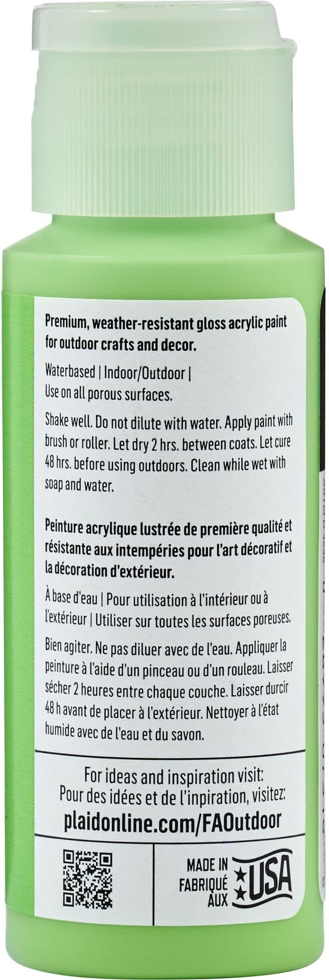 FolkArt Outdoor Acrylic Craft Paint, Gloss Finish, Grasshopper, 2 fl oz