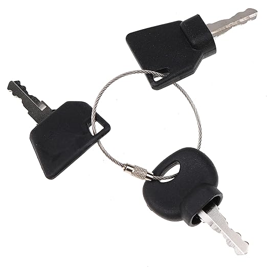 DVPARTS Heavy Equipment Key Set - 3 Keys on Ring - Black - Ignition - Manual Operation - Fits JCB, Bomag, Hamm, Roller, Compaction, Dynapac, Terex, Vibromax, Volvo, Ford, Moxy, New Holland and More