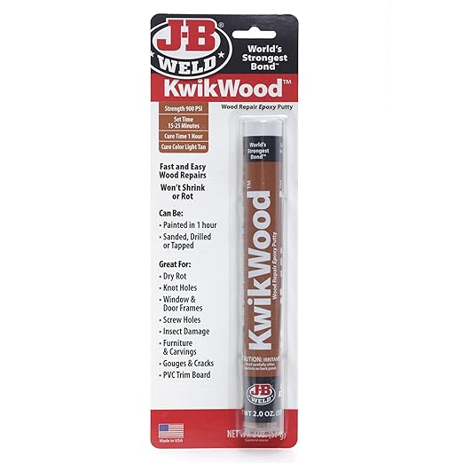 J-B Weld 8258 KwikWood Wood Repair Epoxy Putty Stick-7 inch, Beige (Pack of 6)