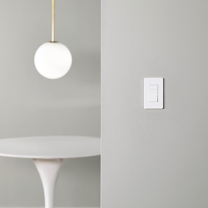 Amazon Basics Smart Dimmer Switch, Single Pole, Works with Alexa Only, Voice Control, 2.4 GHz Wi-Fi, No Hub Required, Neutral Wire Required, White