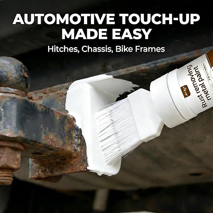 6.35 Fl Oz White 2-in-1 Rust Inhibitor & Touch Up Paint, UV Resistant Coating for Metal & Automotive Chassis