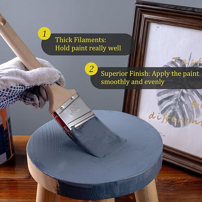 Mister Rui Paint Brush, 2.5 Inch Angled Paint Brush Professional Sash Brush for Trim, Cabinets, Door, Ergonomic Long Handle, Smooth Finish for Oil & Latex Paint