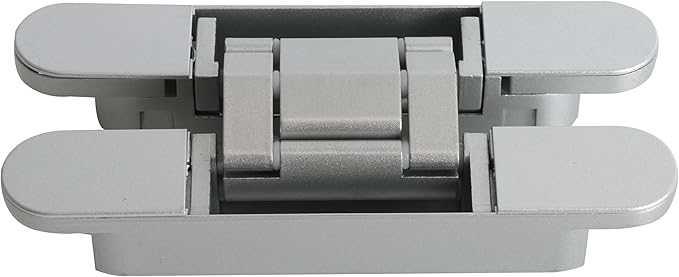 4-Pack 6 inch Hidden Door Hinges Heavy Duty Silver, Invisible Concealed Hinges Zinc Alloy 6''x 2.5''x1Inch, 180 Degree Swing Hinge, 3 Way Adjustable Hinge with Pins and Screws