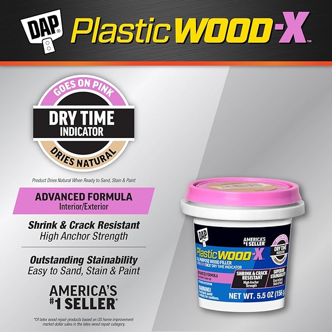 DAP Plastic Wood-X with DryDex Wood Filler, Natural (7079800540), 5.5 Oz (Pack of 2)