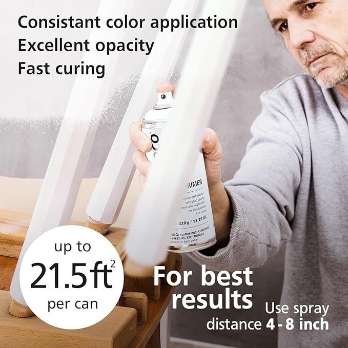 Primer Spray Paint | Base for all substrates | Water based & Odorless | Eco-Friendly & Vegan | Weather & UV-Resistant | Fast Drying with High Coverage | For Indoor/Outdoor