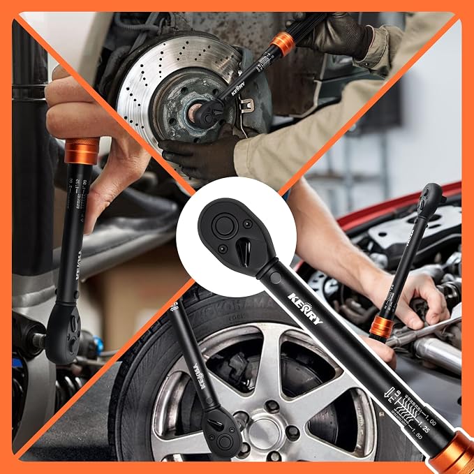 Kerry Click Torque Wrench Set, 1/4", 3/8" and 1/2" Drive, 3-Piece | 20-240 in-lb, 5-45 ft-lb, 20-160 ft-lb, ±3% Accuracy, Dual Scales, 72-Tooth Reversible Ratchets with Case for Vehicle Work