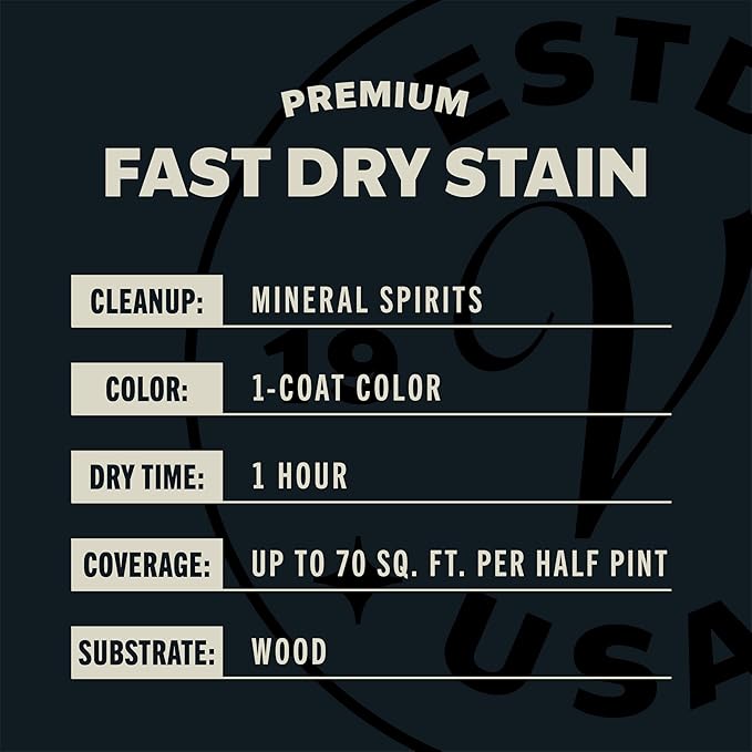 Varathane Premium Fast Dry Wood Stain | 1 Hour Dry Time | 1 Coat Color | Interior Wood Stain | Furniture, Cabinets, Doors, Trim | Half Pint | Golden Oak