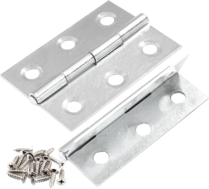 Luomorgo 20 Pack 2 Inch Mini Hinges Butt Hinges, Stainless Steel Cabinet Hinges, Small Folding Door Hinge for Wooden Box, Crafts (Silver)