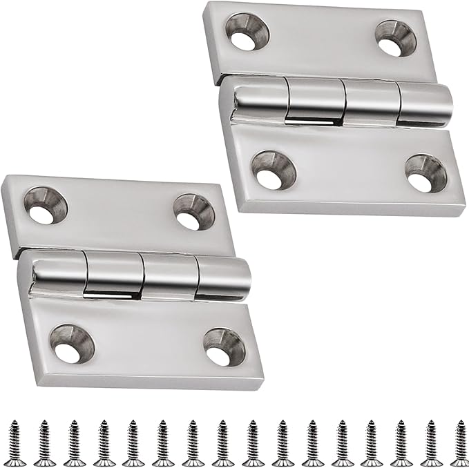 316 Stainless Steel Hinges Marine Grade 2" x 2" Heavy Duty Boat Hatch Hinge (50 mm X 50 mm) 2 Pack Casting Cabinet Door Hinge with Screws