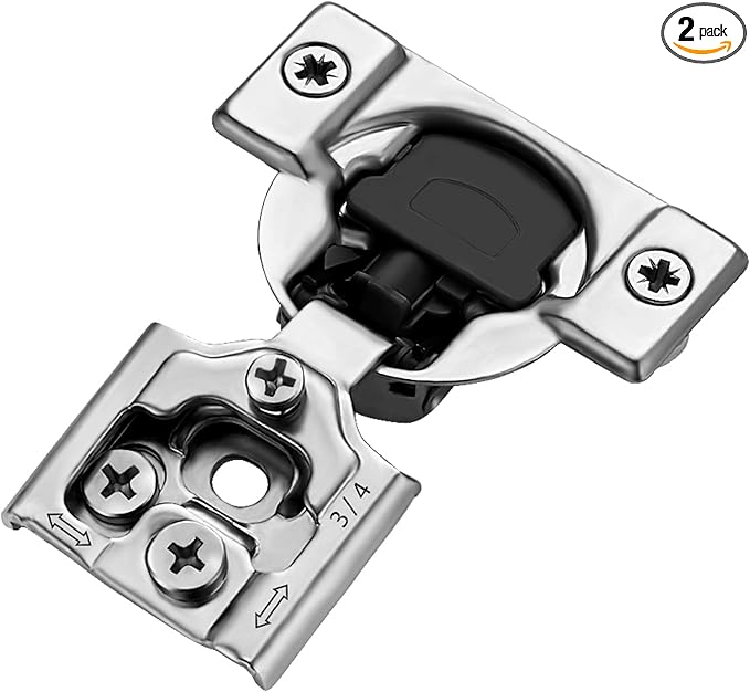 Ravinte 2 Pack 1 Pairs 3/4 inch Overlay Soft Close Hinges for Kitchen Cabinet Hinges Satin Nickel Hidden Hinges Stainless Steel Concealed Hinge self Closing