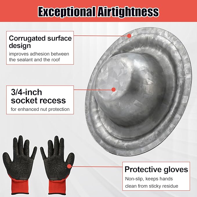 250 Pack Metal Roof Screw Caps, Galvalume Screw Covers caps for Roofing, Rustproof & Waterproof Screw Head Caps, Seal Over Existing Screws, UV Resistant for Roof, Siding & Construction (with Gloves)