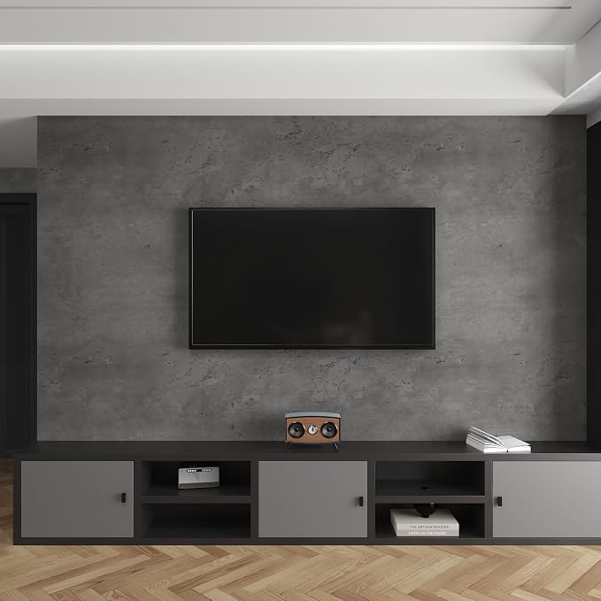 3yecao 24"×354" Wide Thick Dark Grey Black Concrete Wallpaper Peel and Stick 3D Faux Darker Gray Concrete Cement Contact Paper Stained Vinyl Wrap Matte Wall Sticker for Walls Bedroom Basement Bathroom