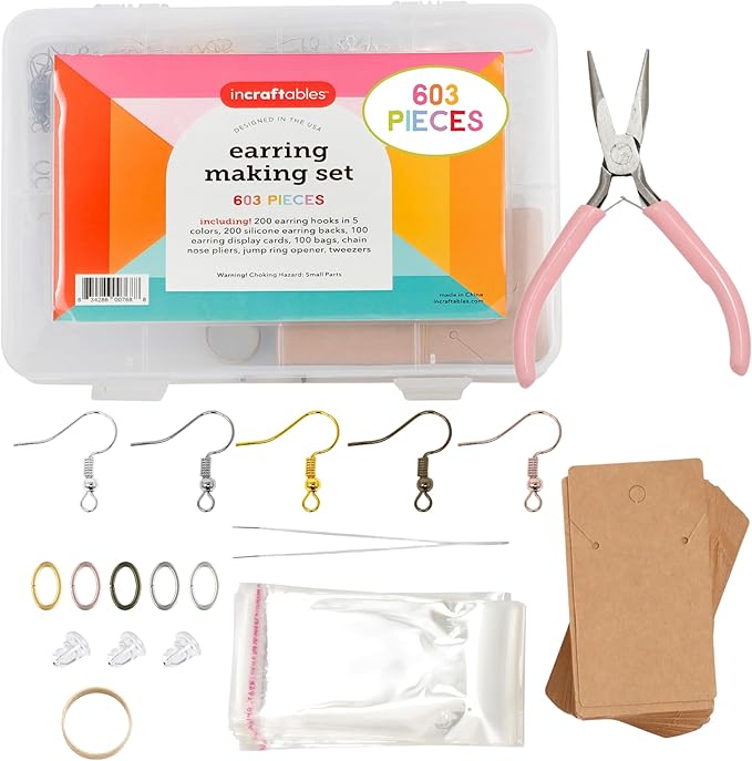 Incraftables 1150 Piece Jewelry Earring Kit – Hypoallergenic Gold & Silver Hooks, Posts, Hoops & Findings – 5 Color Variety for DIY Earrings & Crafting Supplies