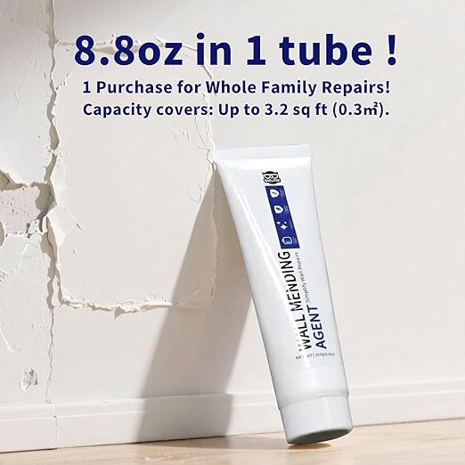 Breliter Drywall Repair Kit - 250g Wall Repair Paste Tube, Wall Putty Spackle for Nail Holes, Cracks & Stains, DIY Quick Solution for Walls and Ceilings, Fast Drying, Formaldehyde-Free, White (8.8oz)