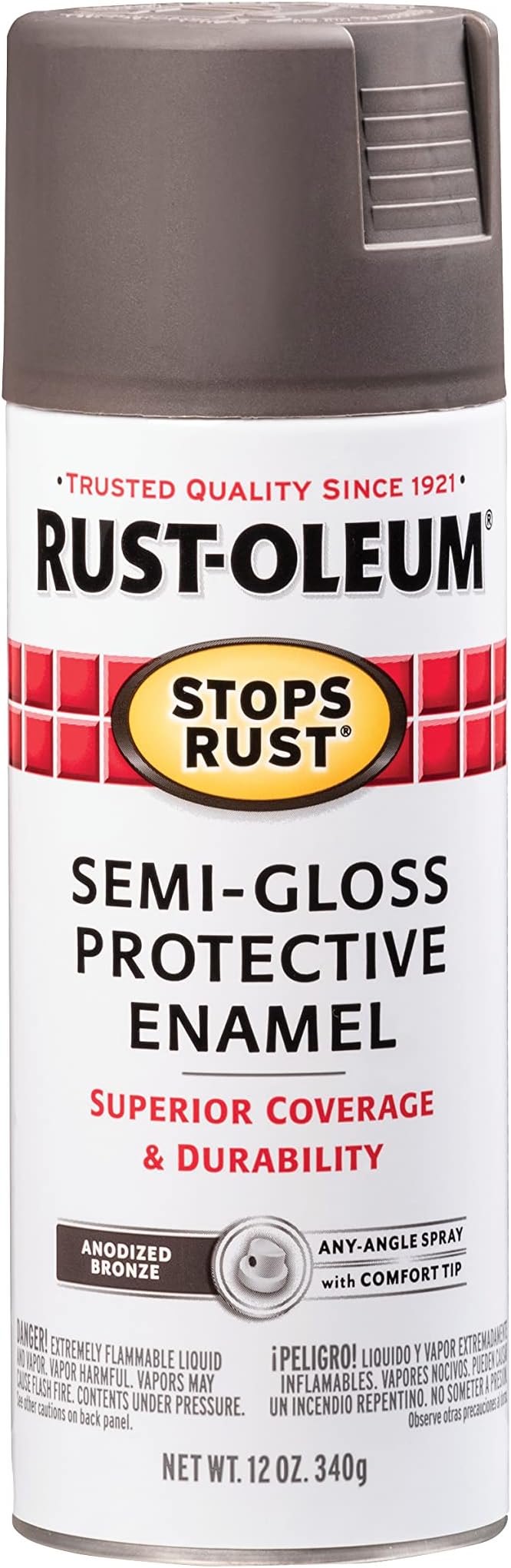Rust-Oleum 7754830 Stops Rust Spray Paint, 12 oz, Semi-Gloss Anodized Bronze