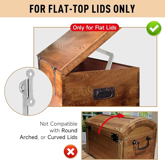 1 Pack | Toys Box Hinges Soft Close - HBL’ Lid Support Chest Hinges for Wooden Toy Box, Cedar, Storage Trunk & Benches, Made of Zinc Alloy, Safety & Heavy Duty.