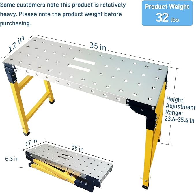 Folding Scaffolding Platform 1100 Lbs Height Adjustable Anti Slip Steel Step Ladder Stool with Galvanized Coating Anti-Slip Feet for Construction Car Washing Roof Snow Removal（35.5" Wide）