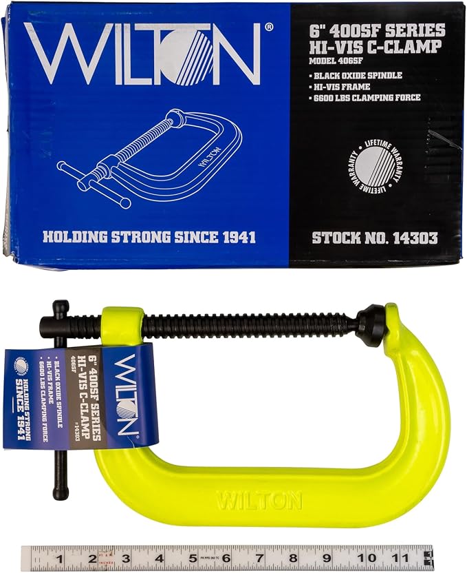 Wilton Hi-Vis C-Clamp, 6-1/16" Opening, 4-1/16" Throat, 6600 Lbs. Clamping Force (Model 406-SF)
