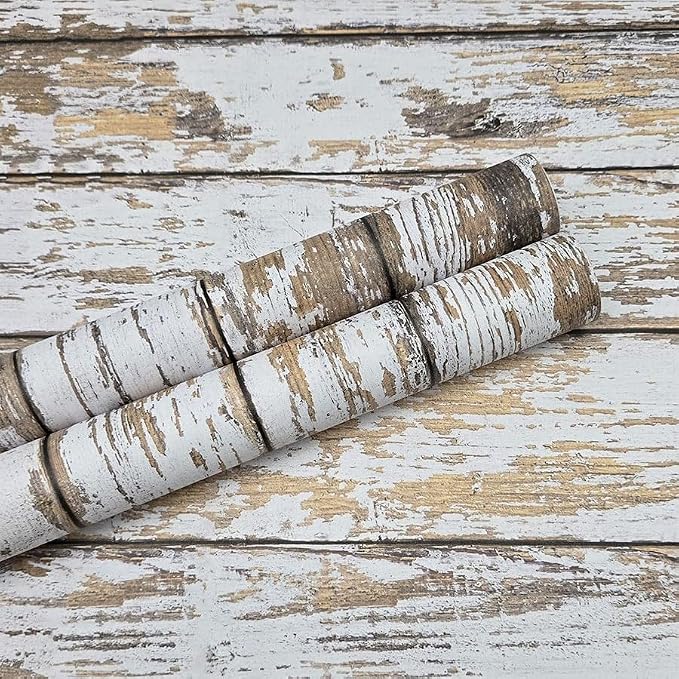 White and Brown Wood Wallpaper Vintage 17.3"x78.8" Distressed Light Wood Contact Paper Peel and Stick Wallpaper Self Adhesive Removable Wall Paper Shiplap Wood Grain Contact Paper for Cabinets Vinyl