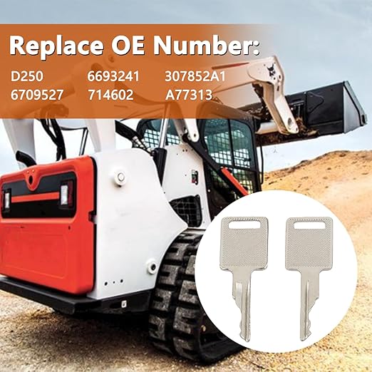 8 Pcs D250 Ignition Keys Heavy Equipment Keys Replace # 6693241 307852A1 6709527 714602 A77313 Compatible with Bobcat Case IH Skid Steer Loader and More