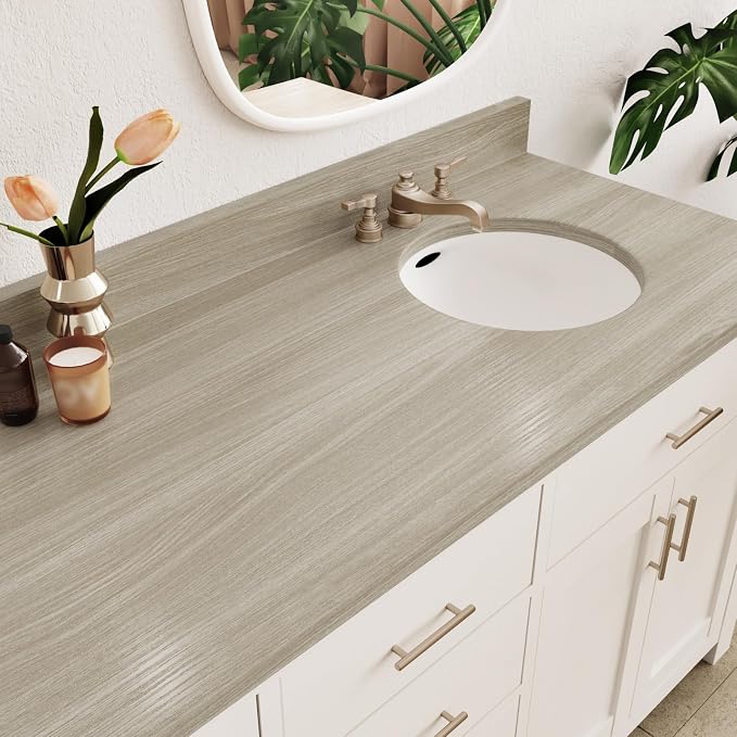 WESTICK Neutral Wood Contact Paper for Countertops Waterproof Wood Peel and Stick Wallpaper Self Adhesive Kitchen Counter Contact Paper for Tables Dresser Cabinets Bathroom Shelf Liner 15.8" x 393"