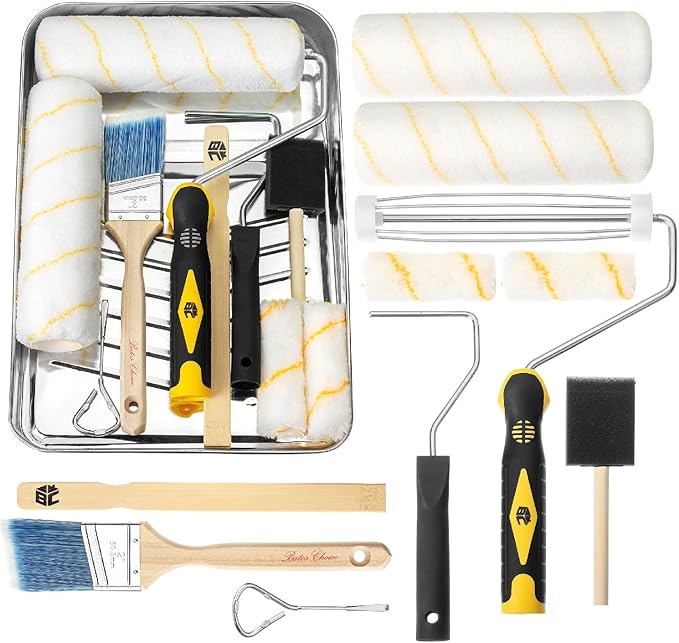 Bates Paint Tray Set - 11 pcs Kit with 9" & 4" Rollers, Small Roller, Trays & Covers for House Painting