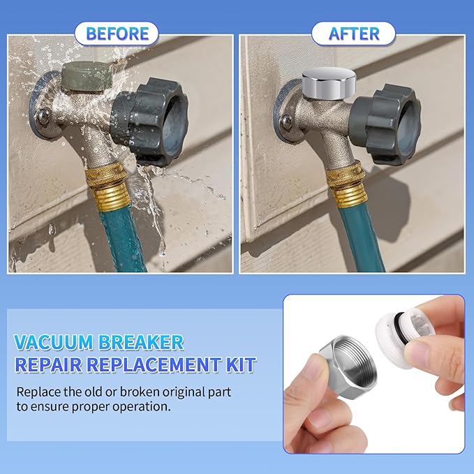 Boltigen Outdoor Faucet Repair Kit, Brass Chromed Vacuum Breaker Outside Faucet Set for VACVBKX1B, ASSE 1019-A Hose Bib Spigot Replacement Kit for Anti-Siphon Frost-Free Sillcock Valves