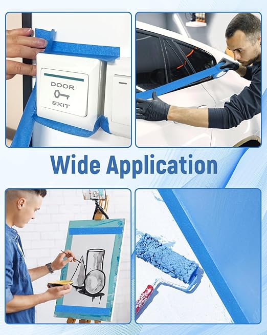 Lzerking Premium Blue Tape 12 Rolls 1.88 inches x 55 Yards, Painters Tape, Masking Tape for Purpose Wall Painting, Home Improvement (Totaling 660 Yards)