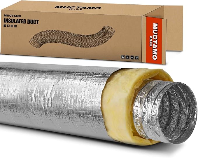 6 Inch 25 Feet R4.2 Insulated Flexible Duct | High-Efficiency Thermal Insulation | Suitable for Heating & Cooling