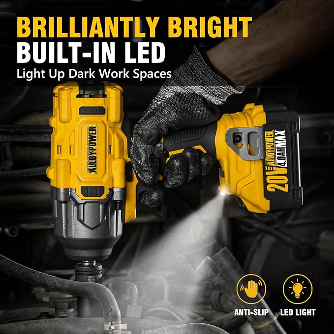 1500 FT-LBS(2000N.M) Cordless Impact Wrench, 1/2" High Torque | Brushless Impact gun,3-speed ,4.0Ah battery, for stubborn lug nuts, rusted bolts,Car Tire trucks and heavy-duty repairs