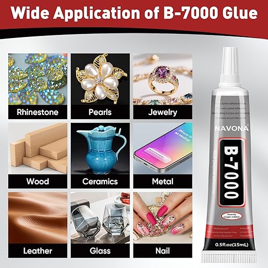 8 PCS 15ml B7000 Glue Clear with Precision Tip, Bedazzling Glue, Super Glues, Rhinestone Glue for Nail, Craft Glues, Jewelry Making, Nail Art, DIY, Makeup, Shoes