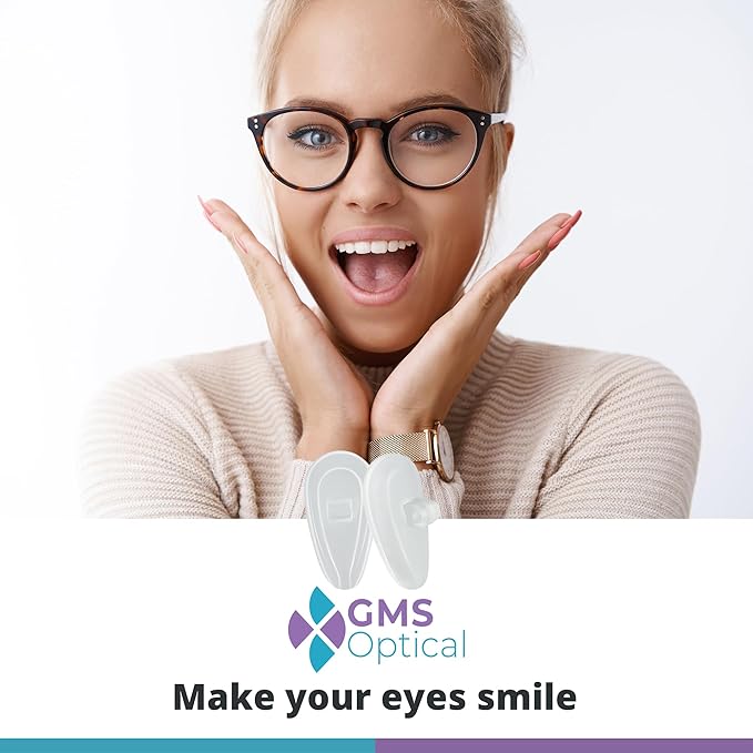 GMS Optical Comfort Line - 8mm/17mm Large Length - Air Bag Screw-in Soft Silicone Nose Pads for Glasses, Sunglasses, Glasses Repair Kit with Screws, Keep Glasses from Sliding (10 Pair)