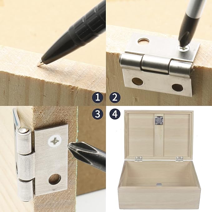 1 Inch Mini Door Hinges Nickel, 10 Pcs Stainless Steel Folding Butt Hinges with Screws