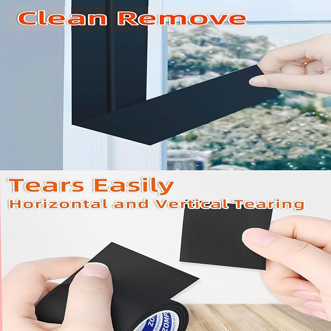 ZOMPAGO Black Window Weather Sealing Tape 2.4in x 33FT, Cloth Draft Stopper for Sliding Door & Gap Filler, Strong Adhesive Window Seal Tape Air Conditioner Door Weather Stripping Insulation