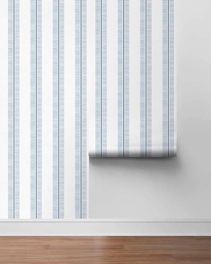 NextWall Beach Towel Stripe Peel and Stick Wallpaper (Blue Skies)
