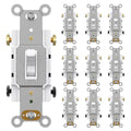 AIDA 15 Amp Toggle Light Switch, 4 Way, Grounding Screw, Residential Grade Electrical Wall Switch, UL Listed (White, 10 Pack)